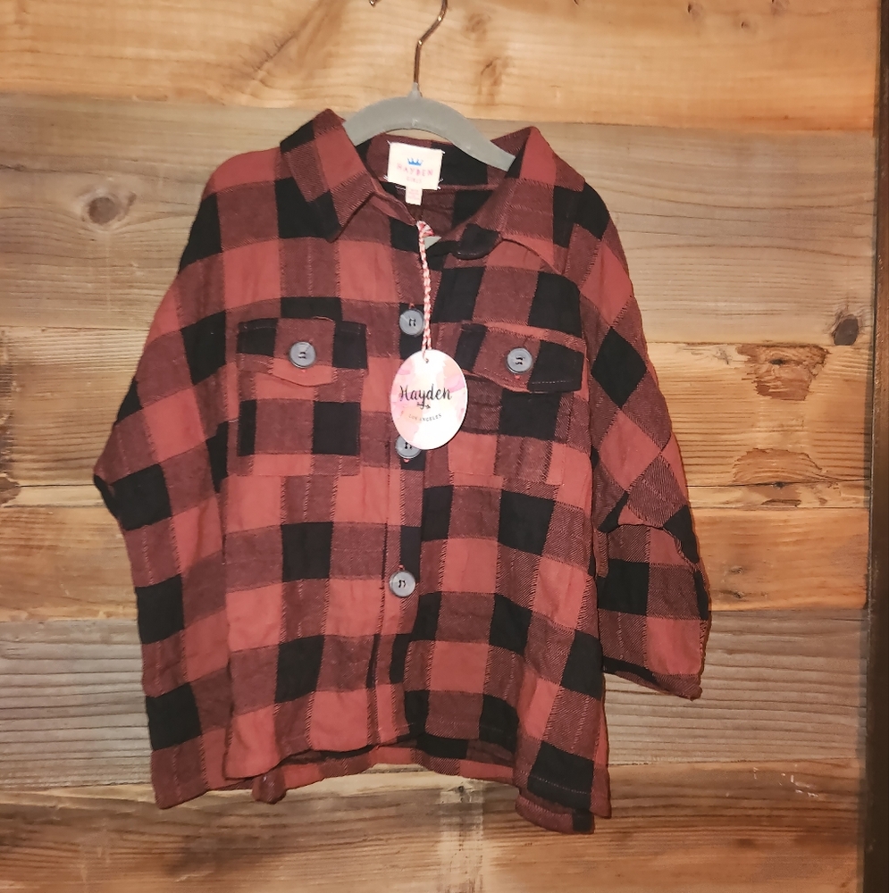 NWT Hayden Plaid Kids Shirt - Red and Black